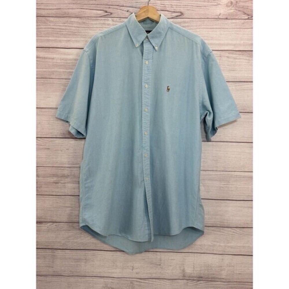 Ralph Lauren Shirt Mens L Blue Plaid Blake Short Sleeve Button Down